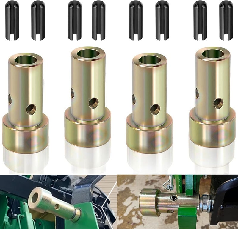 VONLX Cat 1 Quick Hitch Adapter Bushings Set 4 Sleeves & 8 Lynch Pins Compatible with Category 1 Tractors Heavy-Duty Zinc-Plated Steel for 3-Point Quick Hitch Systems - Image 1